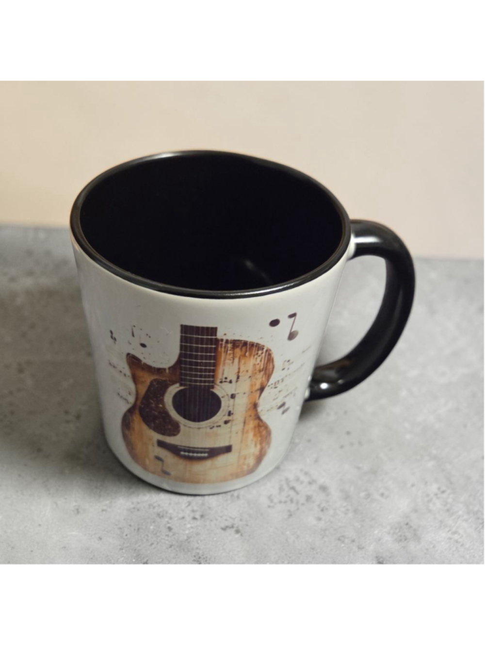 Guitar Print Mug One Size White Black